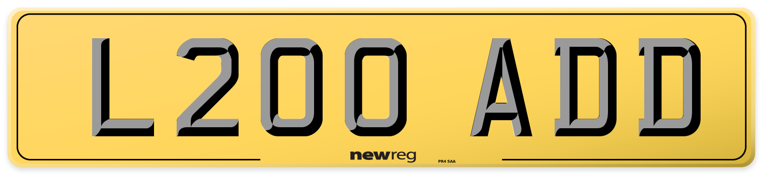 L200 ADD Rear Number Plate