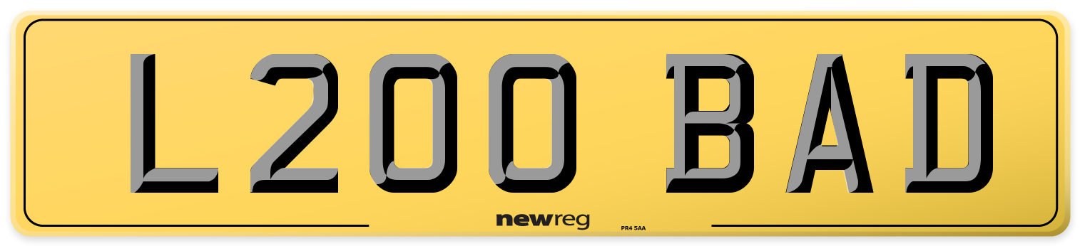 L200 BAD Rear Number Plate