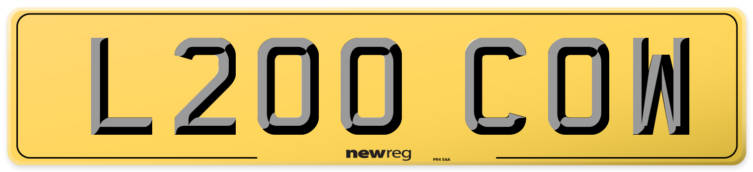 L200 COW Rear Number Plate