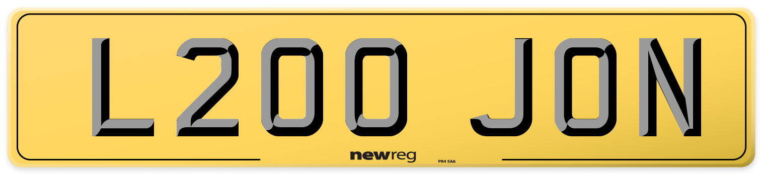 L200 JON Rear Number Plate