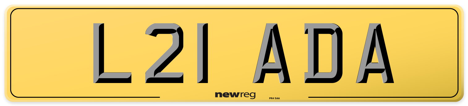 L21 ADA Rear Number Plate