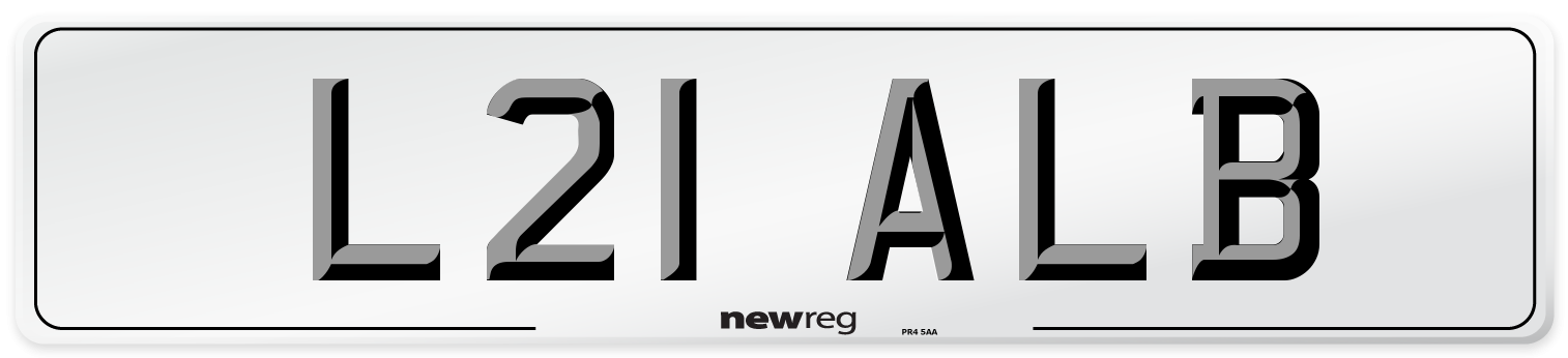 L21 ALB Front Number Plate