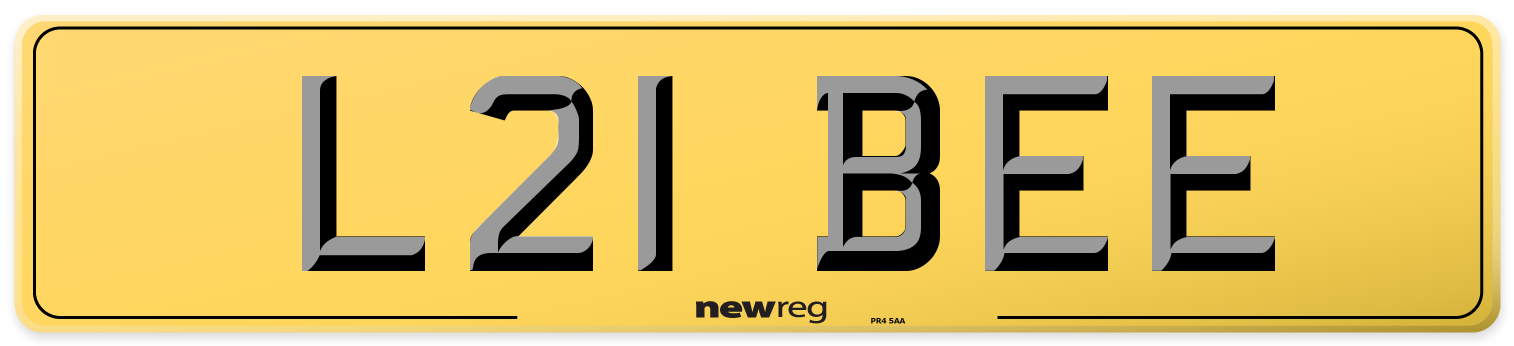 L21 BEE Rear Number Plate