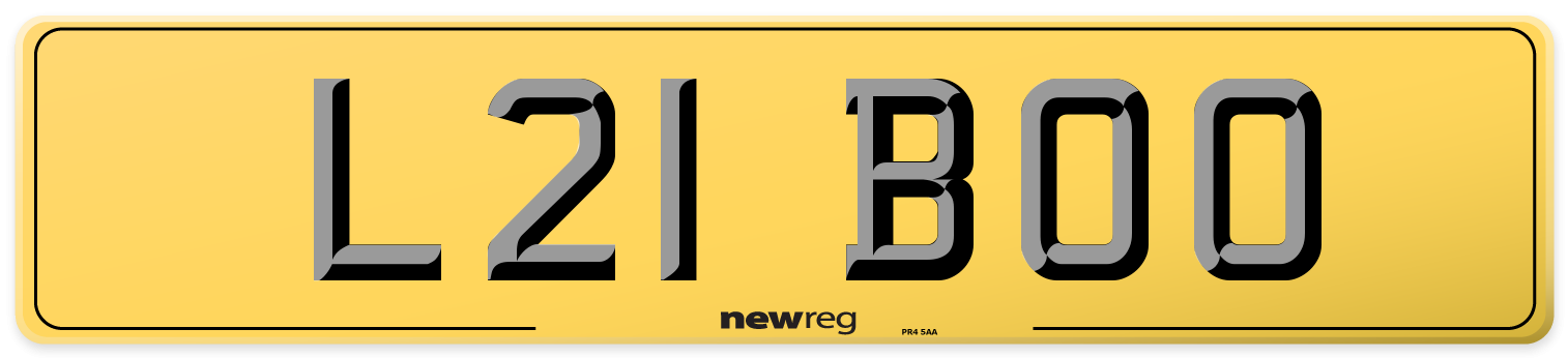 L21 BOO Rear Number Plate