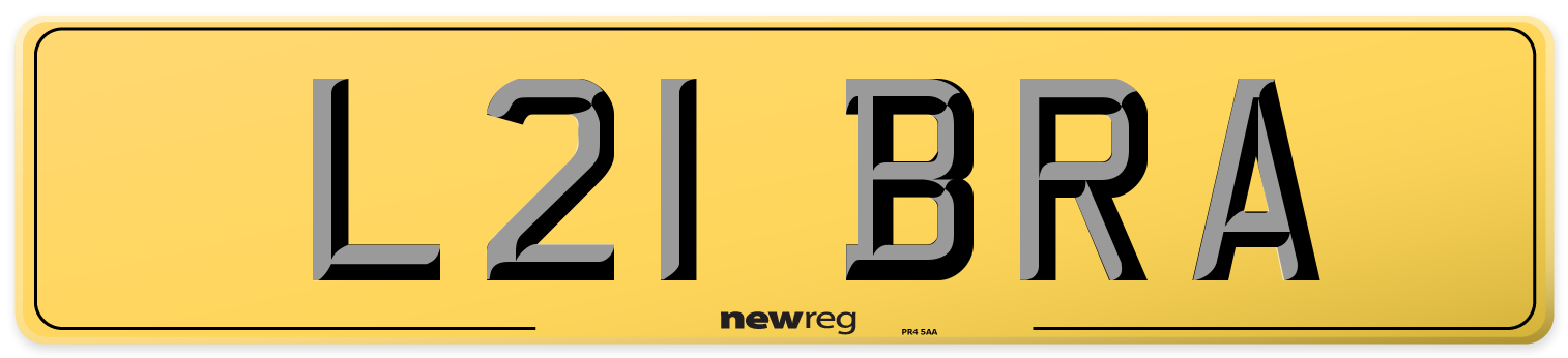 L21 BRA Rear Number Plate