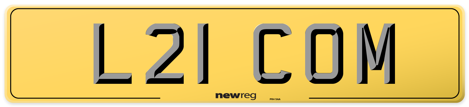 L21 COM Rear Number Plate