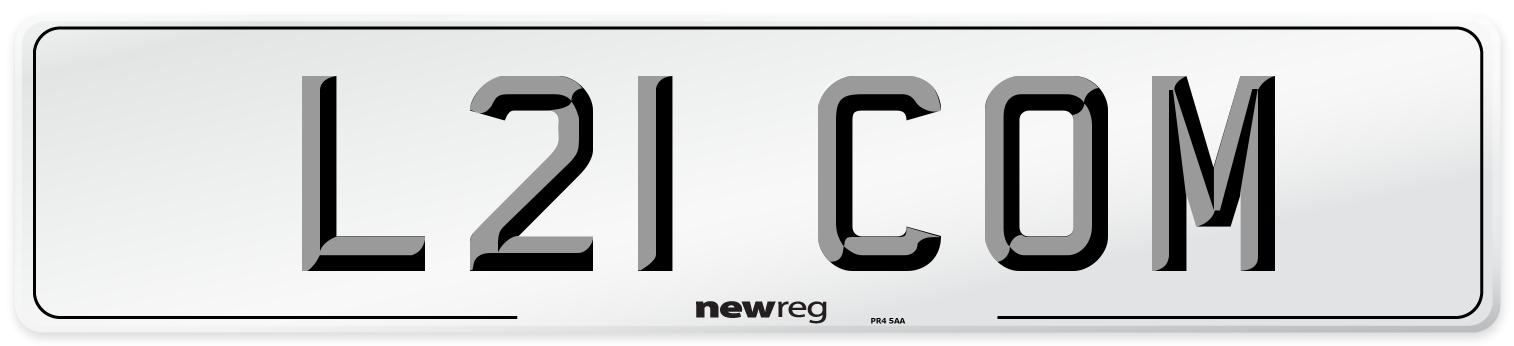 L21 COM Front Number Plate