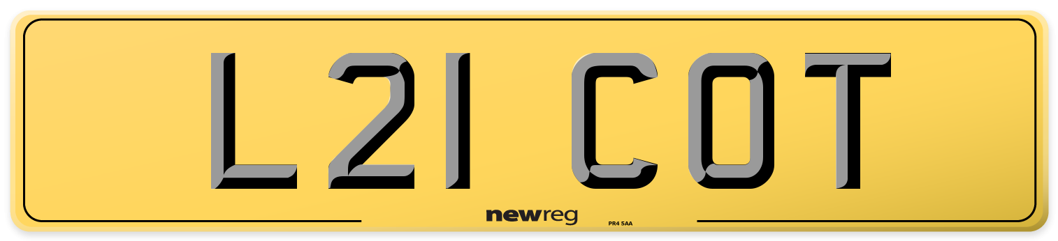 L21 COT Rear Number Plate