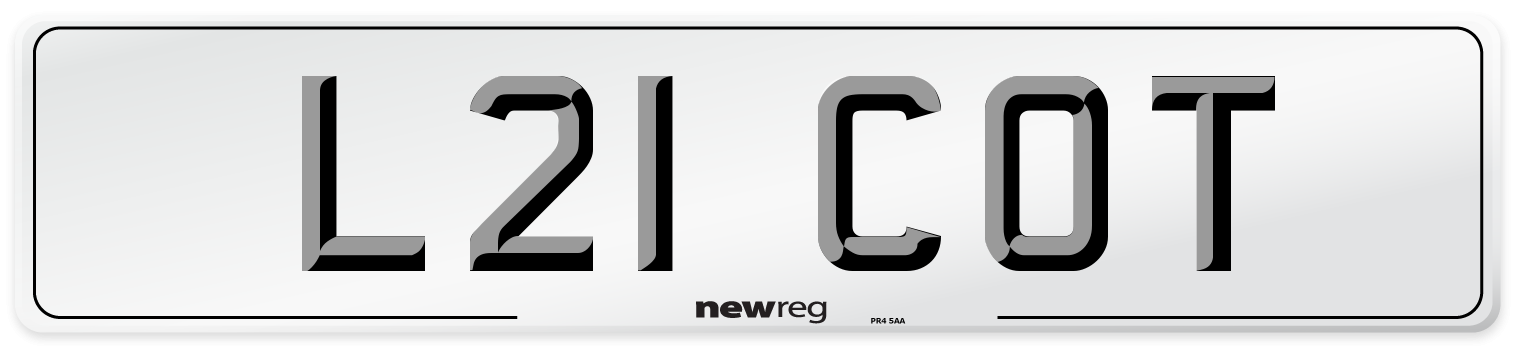 L21 COT Front Number Plate