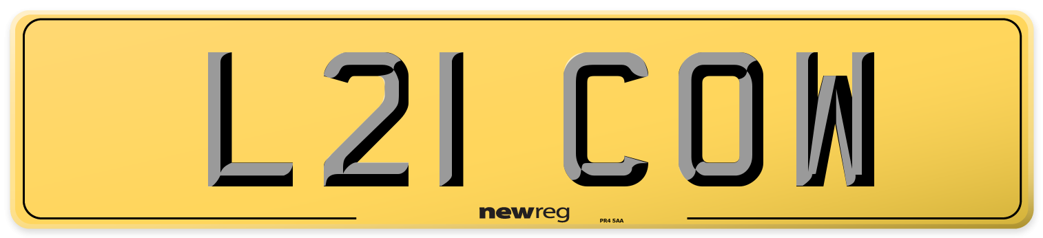 L21 COW Rear Number Plate