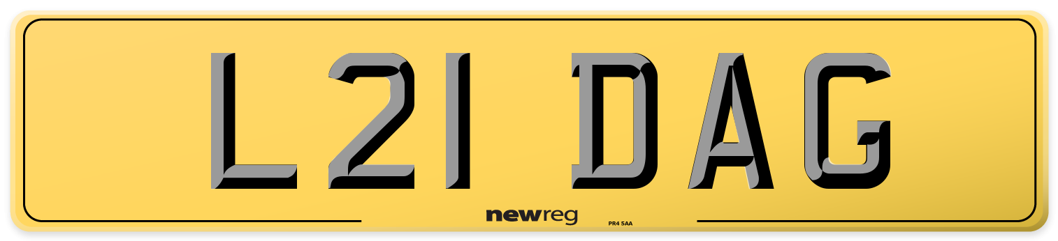 L21 DAG Rear Number Plate