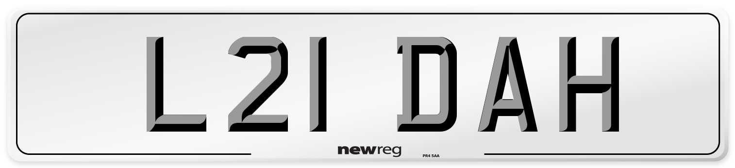 L21 DAH Front Number Plate