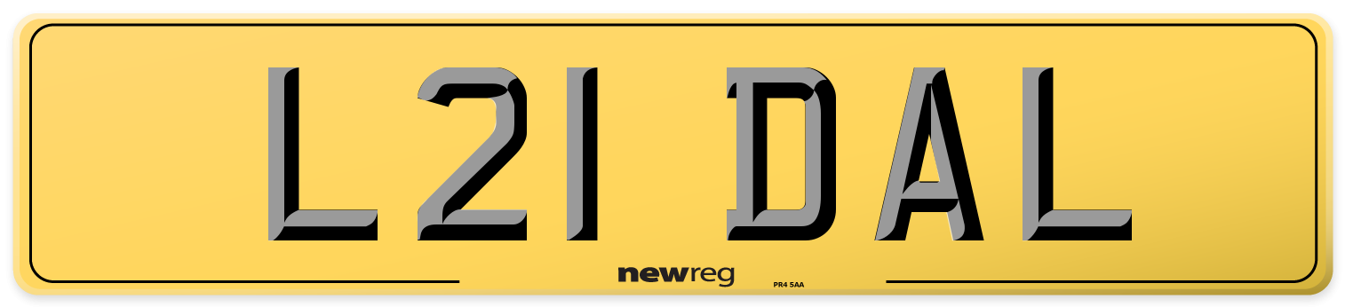 L21 DAL Rear Number Plate