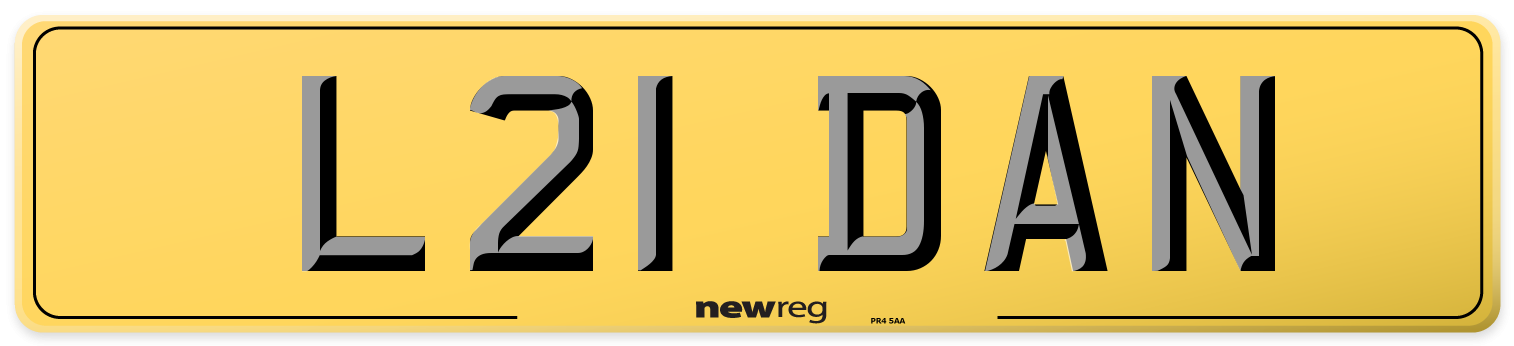 L21 DAN Rear Number Plate