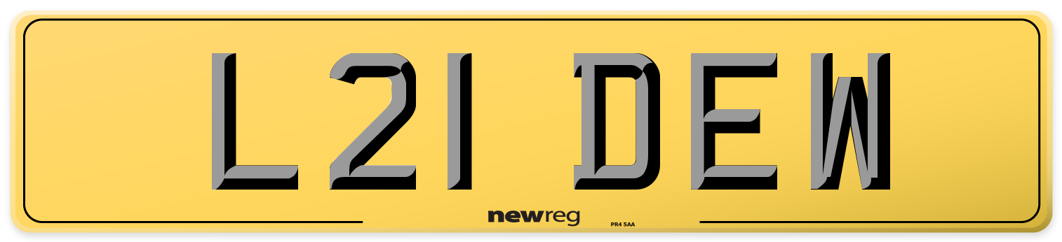 L21 DEW Rear Number Plate