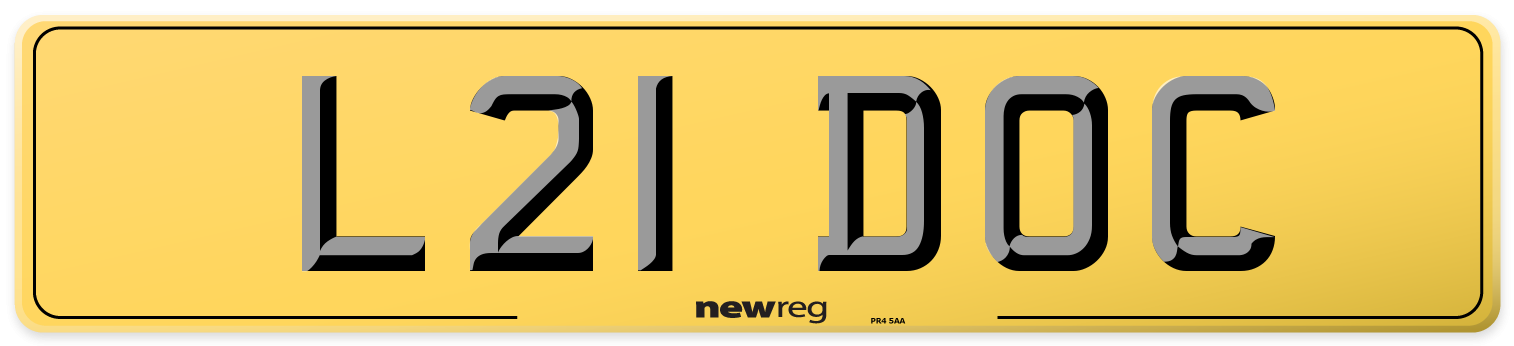 L21 DOC Rear Number Plate