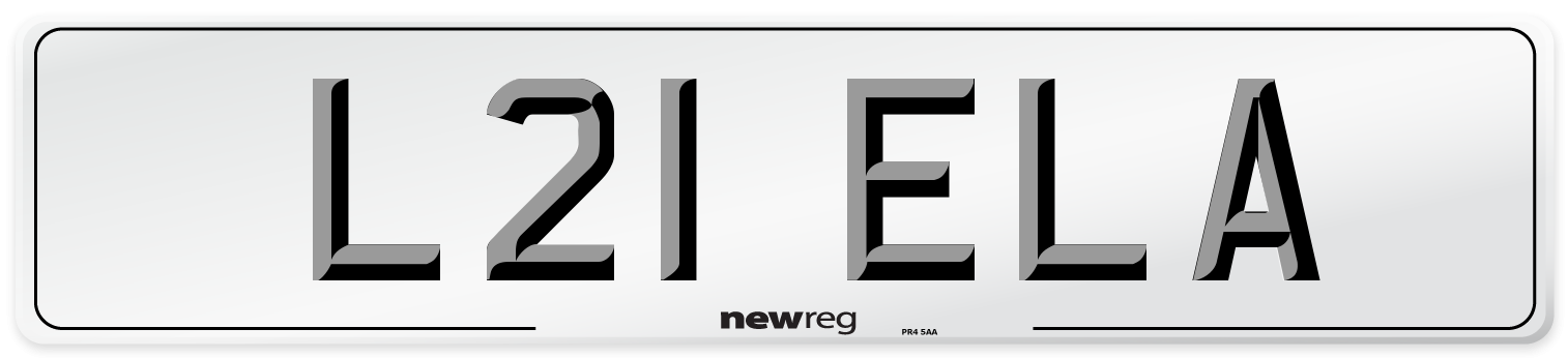 L21 ELA Front Number Plate