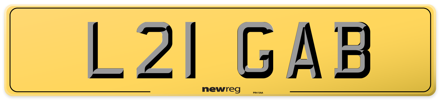 L21 GAB Rear Number Plate