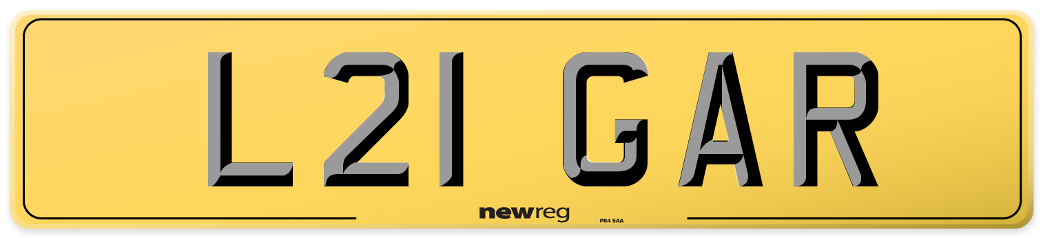 L21 GAR Rear Number Plate