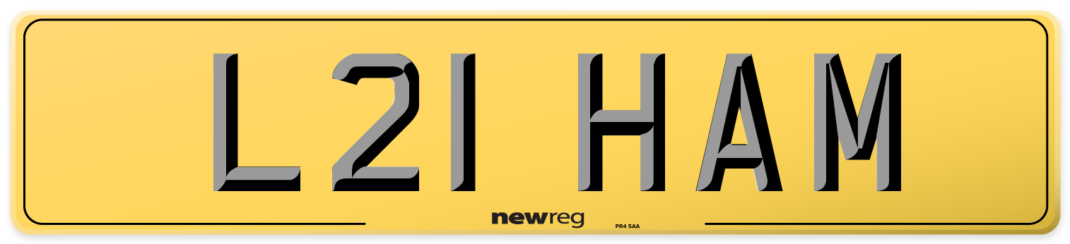 L21 HAM Rear Number Plate