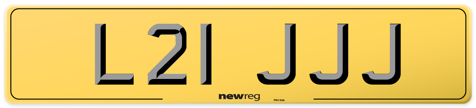L21 JJJ Rear Number Plate