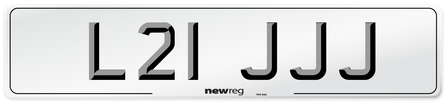 L21 JJJ Front Number Plate