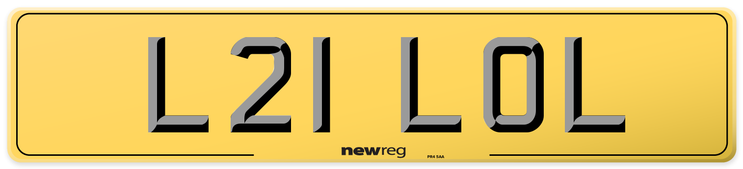 L21 LOL Rear Number Plate