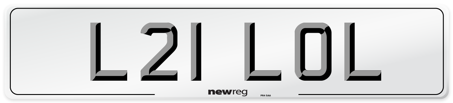 L21 LOL Front Number Plate