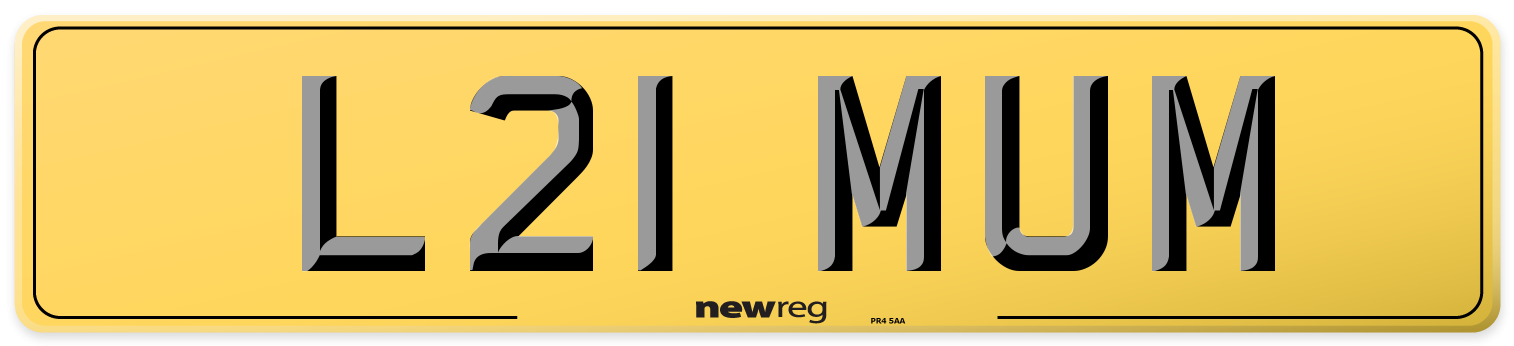 L21 MUM Rear Number Plate