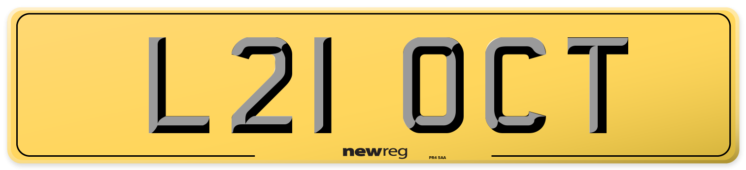 L21 OCT Rear Number Plate