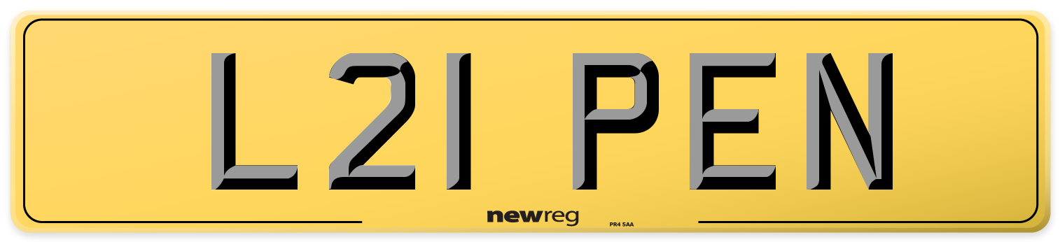 L21 PEN Rear Number Plate