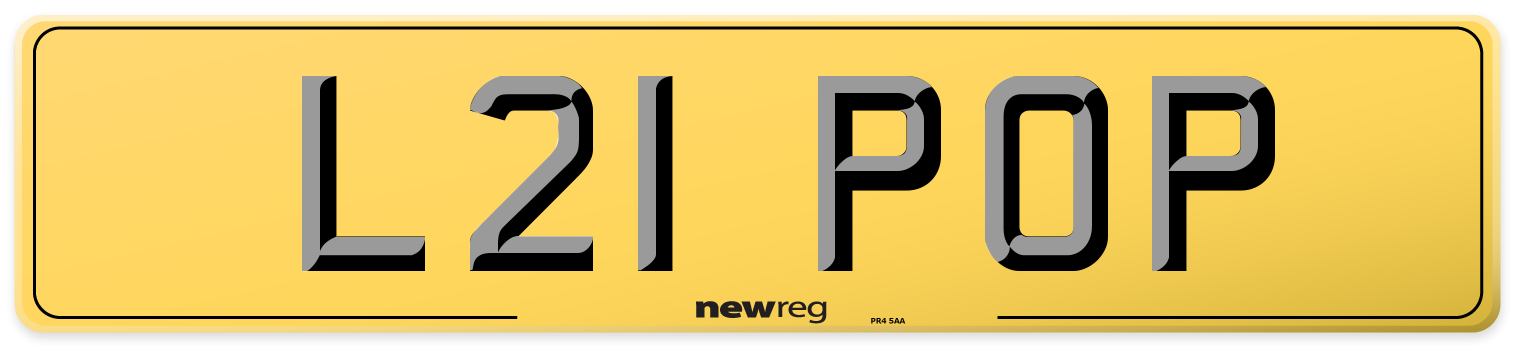 L21 POP Rear Number Plate