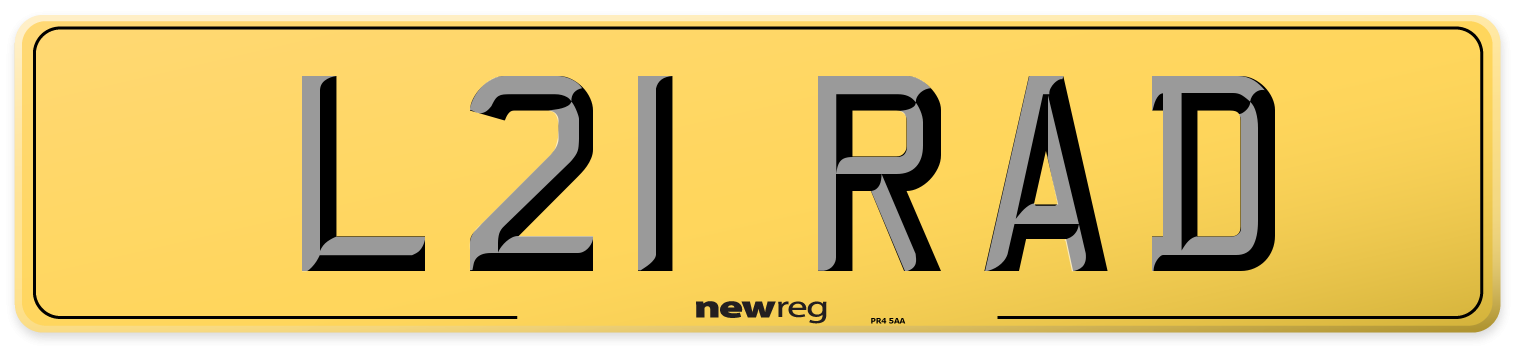 L21 RAD Rear Number Plate