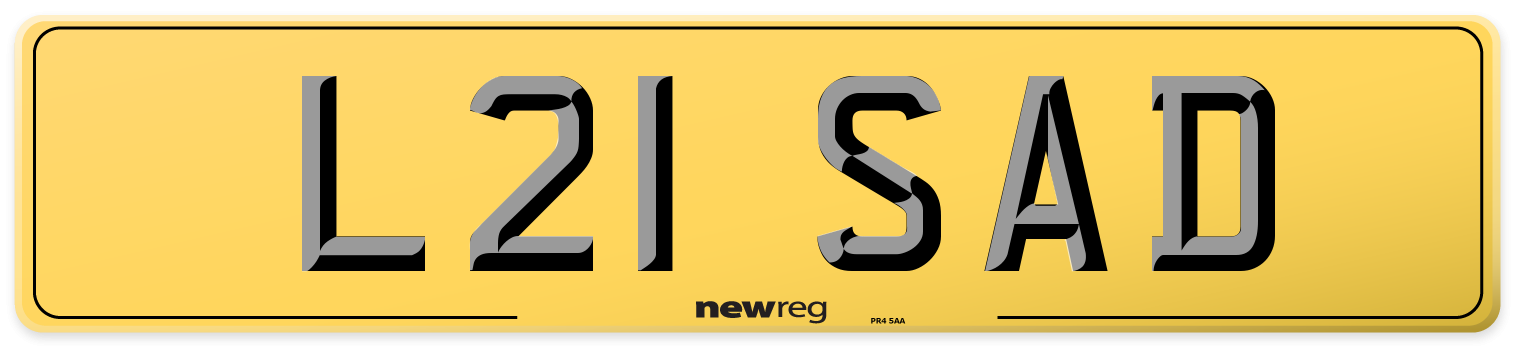 L21 SAD Rear Number Plate