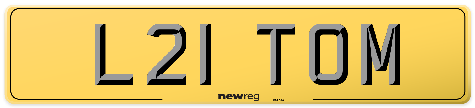 L21 TOM Rear Number Plate