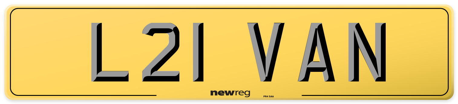 L21 VAN Rear Number Plate