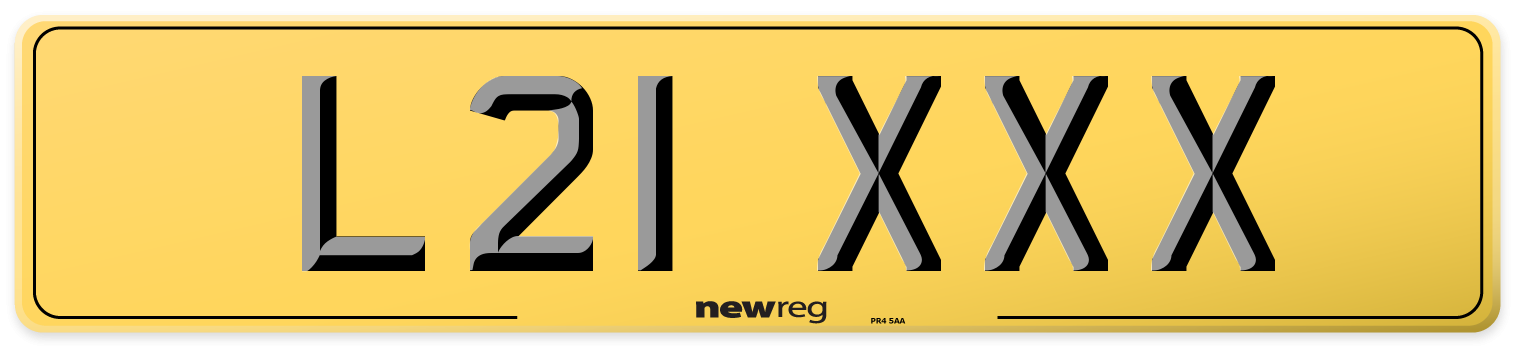 L21 XXX Rear Number Plate