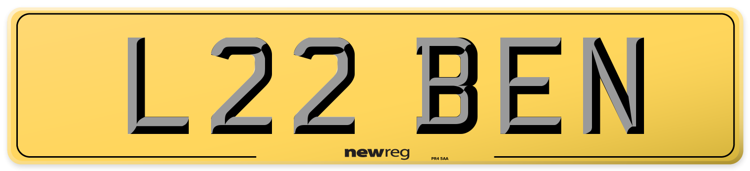 L22 BEN Rear Number Plate