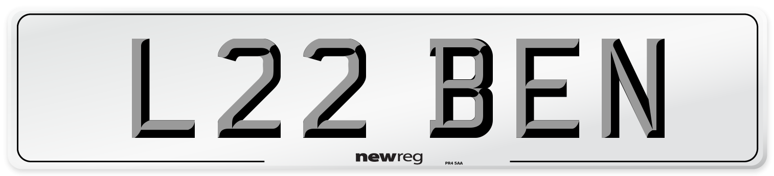 L22 BEN Front Number Plate