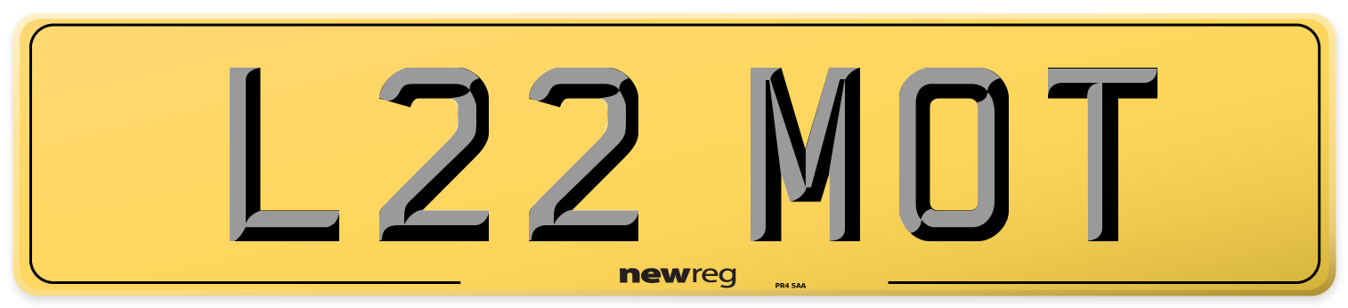 L22 MOT Rear Number Plate