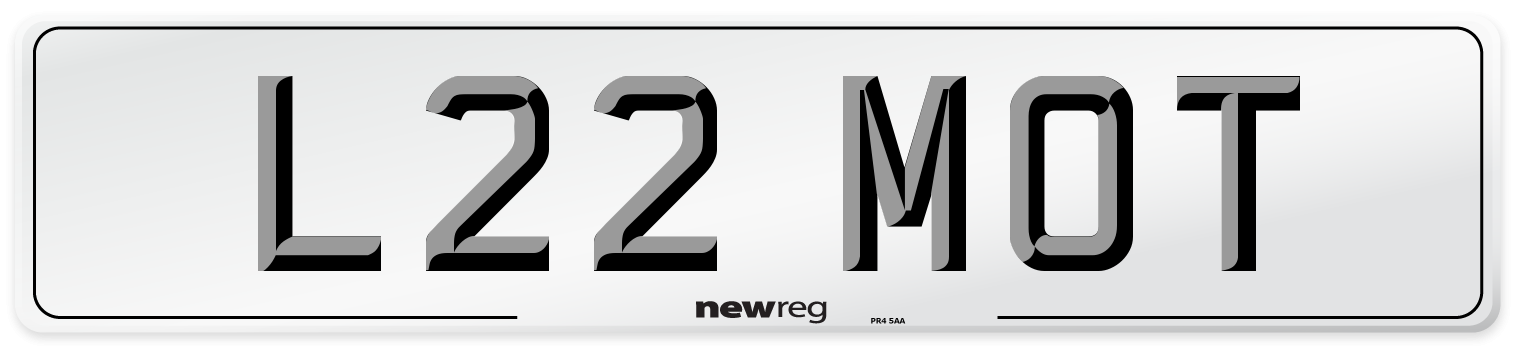 L22 MOT Front Number Plate