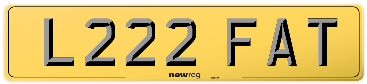L222 FAT Rear Number Plate