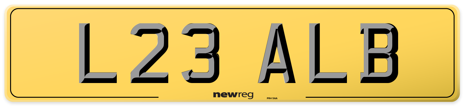 L23 ALB Rear Number Plate