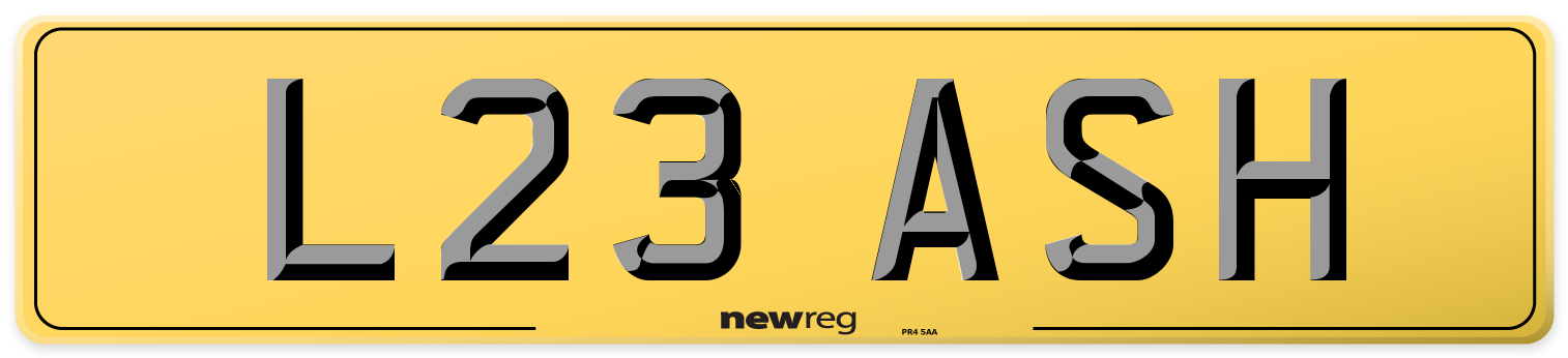 L23 ASH Rear Number Plate