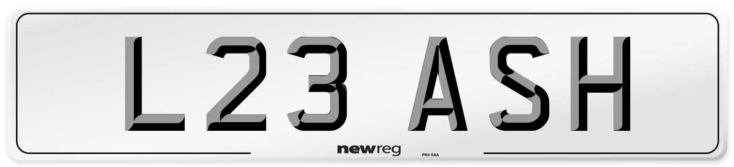 L23 ASH Front Number Plate