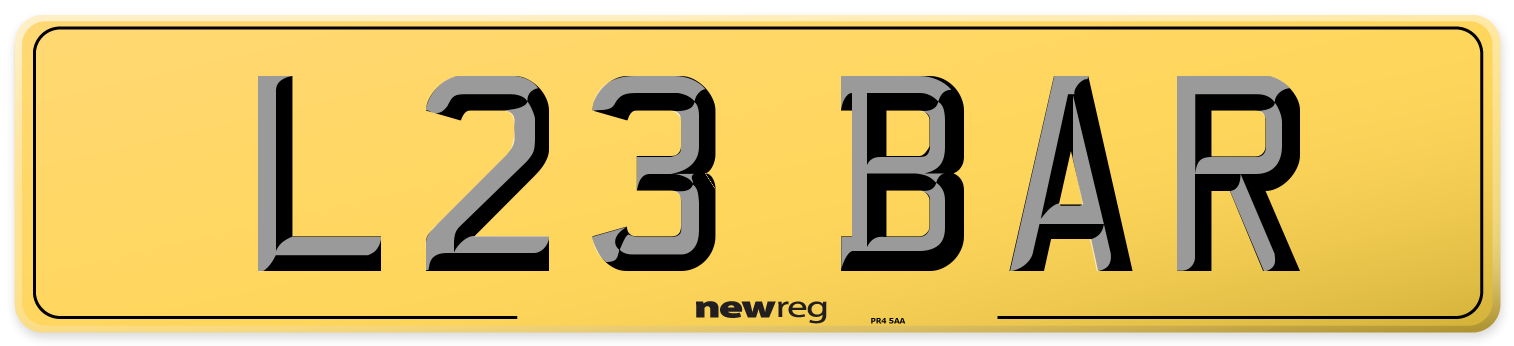 L23 BAR Rear Number Plate