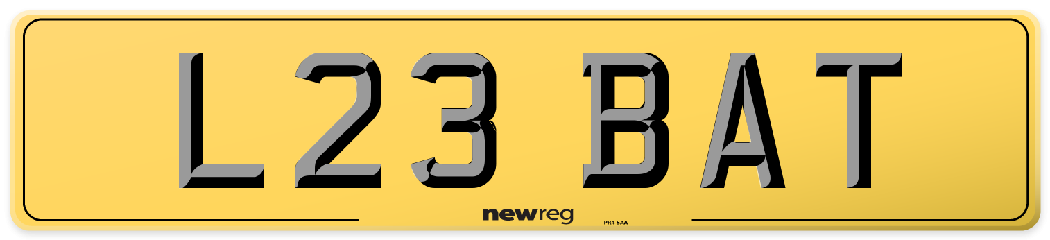 L23 BAT Rear Number Plate