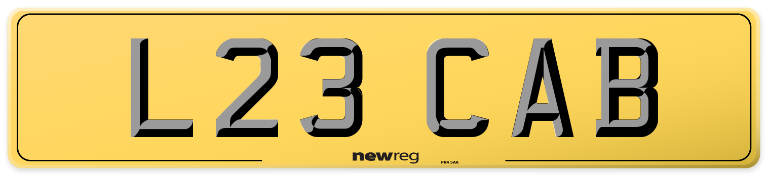 L23 CAB Rear Number Plate