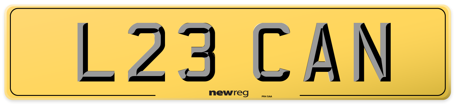 L23 CAN Rear Number Plate