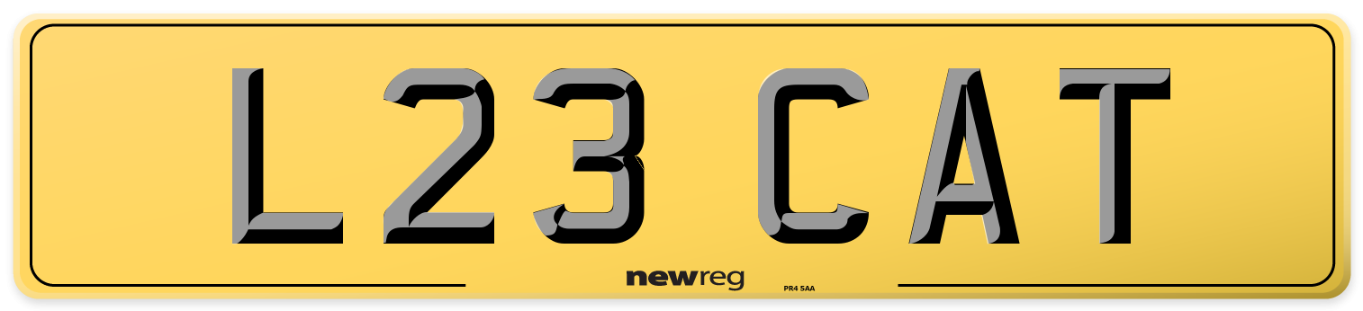 L23 CAT Rear Number Plate